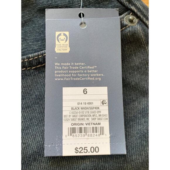 Universal Thread Womens Black Denim Cut-Off Baggy Shorts Cotton Mid-Rise Size 6 - Picture 6 of 14